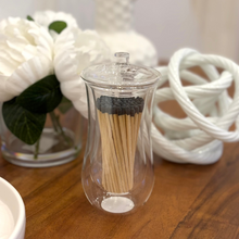 Load image into Gallery viewer, Elegant Glass Match Holder with 100 Long Black Matches