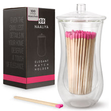 Load image into Gallery viewer, Elegant Glass Match Holder with 100 Long Pink Matches