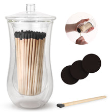 Load image into Gallery viewer, Elegant Glass Match Holder with 100 Long Black Matches