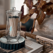 Load image into Gallery viewer, Elegant Glass Match Holder with 100 Long Black Matches